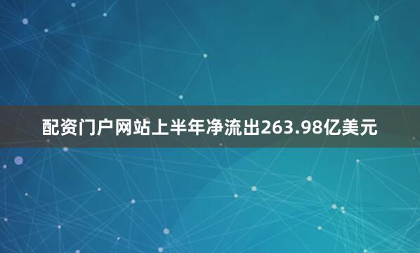 配资门户网站上半年净流出263.98亿美元