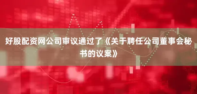 好股配资网公司审议通过了《关于聘任公司董事会秘书的议案》